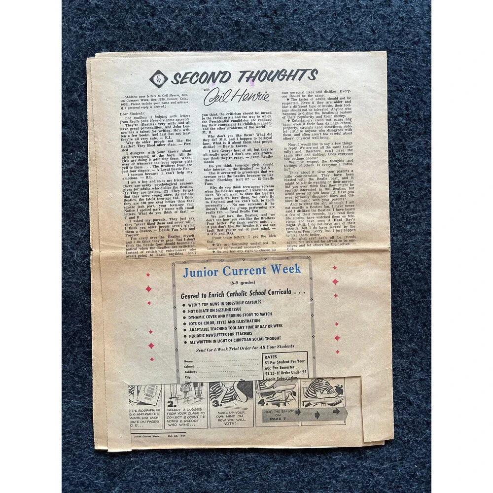 1970s Childrens Cold War Newspaper, Vintage Antique Collectibles, Original Chil